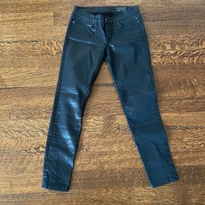All Saints Coated Ankle Zip Skinny Low Rise Denim Pants